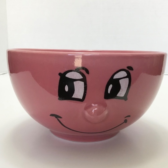 VTG Anthropomorphic 3D Face Bowl Ceramic Bowl With Glossy Finish Pink - Picture 3 of 7